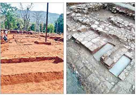 राजगडाच्या पायथ्याला पाल खुर्द येथील शिवपट्टण स्थळाच्या उत्खननात छत्रपती शिवरायांच्या भव्य राजवाड्याचे सापडलेले अवशेष. दुसर्या छायाचित्रात रायगड किल्ल्याच्या धर्तीवर शिवपट्टण वाड्यात आधुनिक काळाप्रमाणे स्वच्छतागृहे असल्याचे उत्खननात पुढे आले आहे.