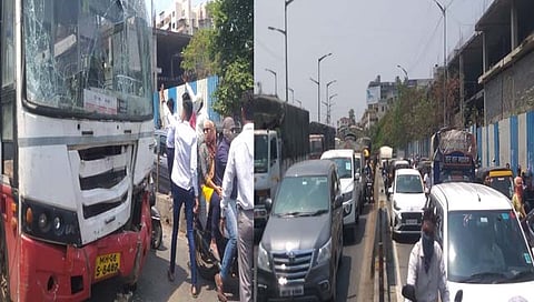 पुणे : शंकर महाराज उड्डाण पुलावर एसटीचा भीषण अपघात; ७ ते ८ गाड्यांना उडवले, वाहतुकीची कोंडी