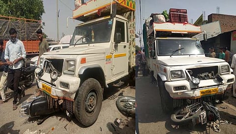 नाशिक : सिन्नर येथे मोटारसायकल गॅरेजला पिकअपची धडक; दोन जखमी