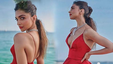 Cannes : डीप नेक रेड कलर गाऊनमध्ये भाव खाऊन गेली दीपिका (video)