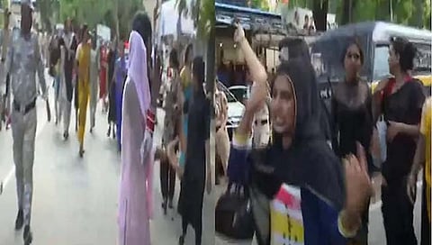 राहुल गांधींच्या समर्थनार्थ मुंबई भाजप कार्यालयासमोर तृतीयपंथीयांचा मोर्चा