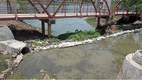 नाशिक : गोदावरी नदीपात्रात सांडपाणी सोडण्यात येत आहे. (छाया : हेमंत घोरपडे)