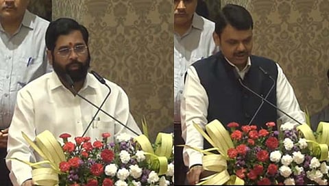 मुख्यमंत्रीपदी एकनाथ शिंदे, उपमुख्यमंत्रीपदी देवेंद्र फडणवीस शपथबद्ध