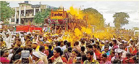 भंडारा उधळत माउलींचा जयघोष; जेजुरीनगरीत संत ज्ञानेश्वर महाराज पालखी सोहळ्याचा प्रवेश