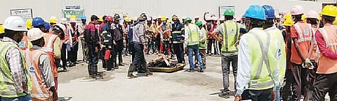 पुणे मेट्रो लाईन तीनतर्फे फायर सेफ्टी ड्रिल