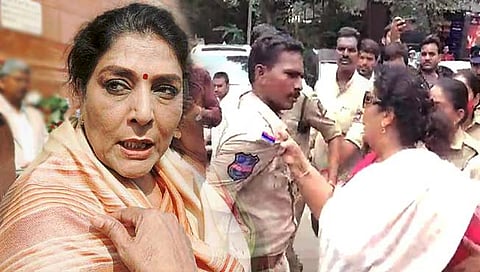 Congress Protest : पोलिसाची कॉलर धरत काँग्रेसच्या महिला नेत्याची दबंगगिरी