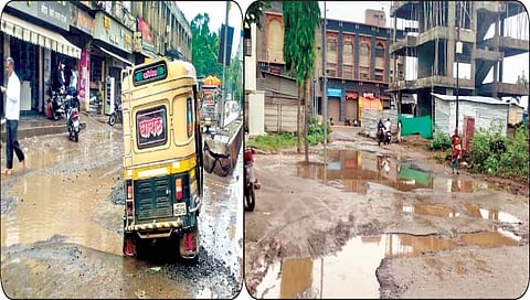 पावसामुळे पंढरपूर शहरातील रस्ते उखडले