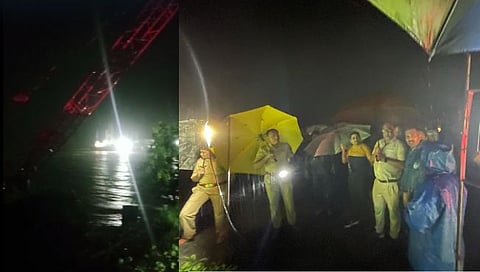 पालघर : मुंबई -वडोदरा हायवेचे काम करणारे १३ कामगार वैतरणा नदीच्या पुरात अडकले