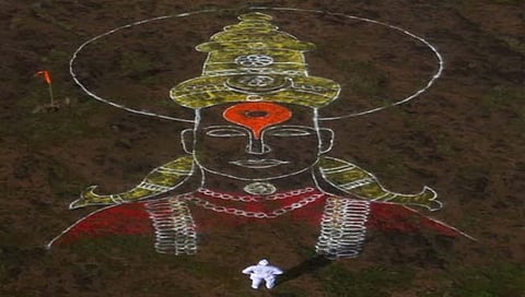 विठ्ठलाची ४० फुट रांगोळी
