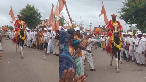 Video : तुकोबारायांच्या पालखीचे माळीनगरात स्वागत, उभ्या रिंगणाने भारावले वारकरी