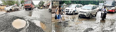 खोदाईनंतर वरवरची ‘मलमपट्टी’; पहिल्याच पावसात रस्त्यांची चाळण