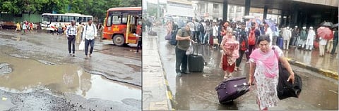 रेल्वे स्थानकावर प्रवाशांचा ‘पूर’; पावसाने उडविली प्रवाशांची तारांबळ