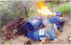 नगर : 128 हातभट्ट्या उद्ध्वस्त; लाखोंचा मुद्देमाल जप्त