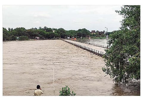 कोपरगावचा संत जर्नाधन स्वामी सेतू पाण्याखाली