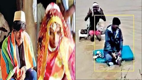 Thermocol Boat : थर्माकोलची होडी करून नवरदेवाने पूर पार करीत बांधली संसाराची गाठ