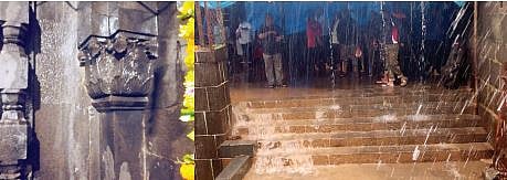 भीमाशंकर :गाळमिश्रित पाणी साचते मंदिर परिसरात ! मंदिरातही गळती