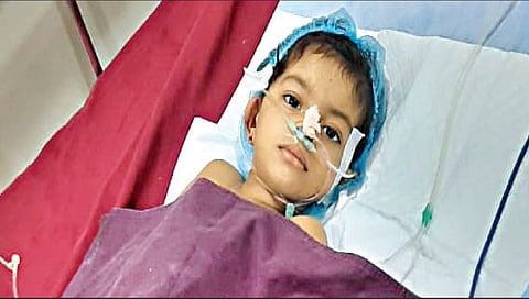 नाशिक : शहरातील श्रीजी हॉस्पिटल येथे उपचार घेत असलेली सिद्धी फडोळ.