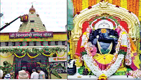कोल्हापूर : बिनखांबी मंदिरात गणेशमूर्तीची पुनर्प्रतिष्ठापना
