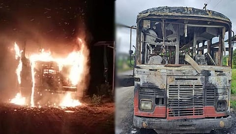 औरंगाबाद- पुणे महामार्गावर एसटी बस जळून खाक, २४ प्रवासी थोडक्यात बचावले