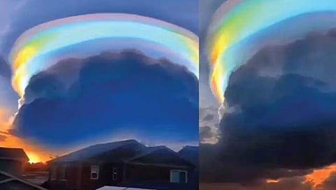 चीनच्या आकाशात दिसले विचित्र इंद्रधनुष्य