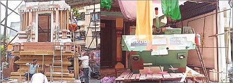 कसबा पेठ : यंदा मध्यवस्तीत भव्य देखावे; हम्पीचा दगडी रथ, अर्जुन रणगाड्याच्या प्रतिकृतीचे राहणार आकर्षण