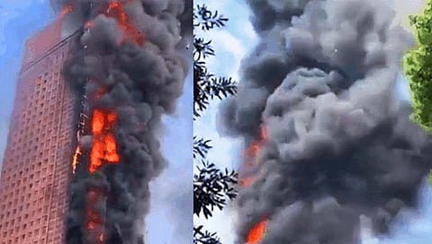 चीनमधील ४२ मजली इमारतीला भीषण आग (Video)