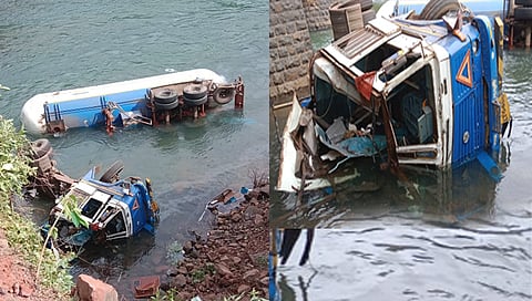 Accident : मुंबई-गोवा महामार्गावर अपघात; गॅसचा टँकर नदीत कोसळल्याने चालक ठार