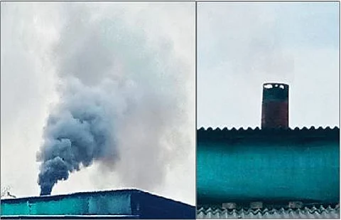 पूर्वी धुराड्यामधून निघणारा काळाकुट्ट धूर. सध्या धुराड्यामधून निघणारा पांढरा धूर.