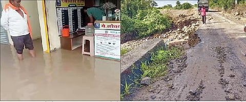 बेल्हे परिसरात पावसाने पूर; रस्त्यांची चाळण, जीव धोक्यात घालून नागरिकांचा प्रवास सुरू