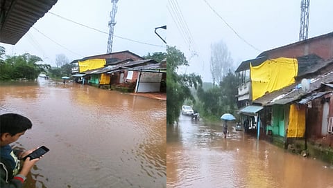 कोल्हापूर : पाटगाव बाजारपेठेत पाणी शिरल्यामुळे नागरिकांची तारांबळ ; जनावरांना सुरक्षित स्थळी हलवले