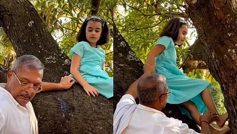 Nana Patekar : नानांनी लहान मुलीला शिकवलं झाडावर कसं चढायचं (video)