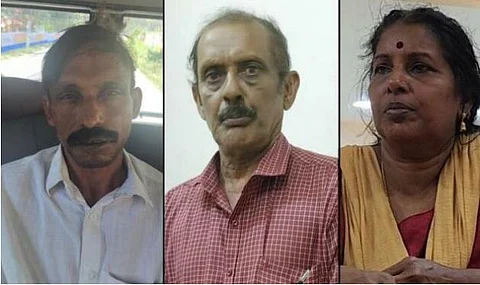 केरळ येथील नरबळी प्रकरणात (डावीकडून) शफी, भगवाल आणि लैला या तिघांना अटक झाली आहे.