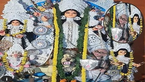 Mahatma Gandhi as Mahishasura controversy : कोलकात्यात हिंदू महासभेने महात्मा गांधींना दाखवले महिषासुरच्या रुपात