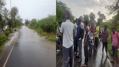 शिरोळ-शिरटी रस्त्यावर पाणी