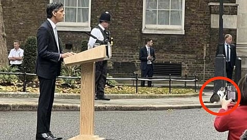 Larry Cat : ऋषी सुनक यांच्या ‘डाऊनिंग स्ट्रीट’वरील भाषणावेळी ‘लॅरी’ची उपस्थिती ठरली लक्षवेधी!