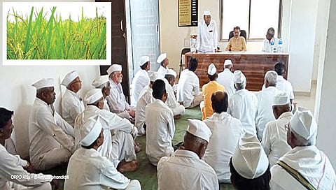 घोटी : भात उत्पादक शेतकर्यांच्या बैठकीप्रसंगी मार्गदर्शन करताना विश्वनाथ पाटील.