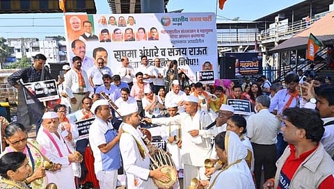 मुंबईत भाजपाचे माफी मागा आंदोलन : महाविकास आघाडीतील नेत्यांना केले लक्ष्य