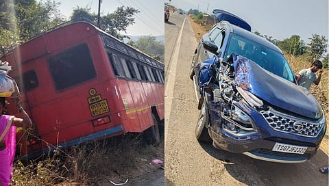 रायगड: एसटी बस-कारचा अपघात; बस चालक, मुलगी जखमी