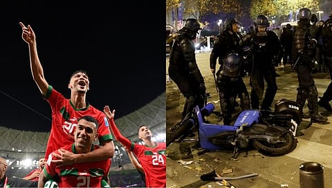 FIFA World Cup 2022 : मोरोक्कोच्या विजयानंतर फ्रान्समध्ये दंगल, गाड्या – दुकानांची तोडफोड करत जमावाची पोलिसांना बेदम मारहाण
