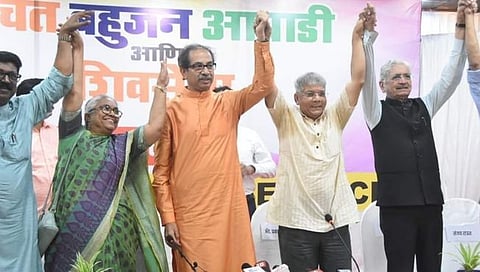 Thackeray Shiv Sena -VBA alliance | अखेर शिवशक्ती-भीमशक्ती युतीची घोषणा, हिंमत असेल तर निवडणुका घ्या, ठाकरेंचे सरकारला आव्हान