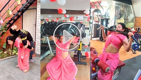 Workout With Saree : साडीत केला वर्कआउट; सोशल मीडियावर व्हायरल व्हिडिओचा धुमाकुळ