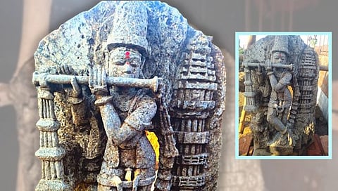 Sculptures of Krishna : डोक्यावर मुकुट अन् हातात बासरी, चंद्रपुरात सापडली काळ्या दगडावर कोरलेली श्रीकृष्णाची सुरेख मुर्ती