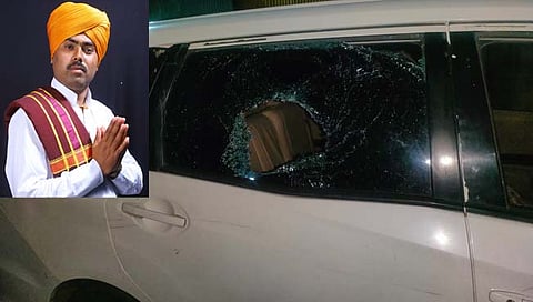 बीड : साळेगाव येथे कारवर दगडफेक करून गणेशानंद महाराजांना जीवे मारण्याची धमकी