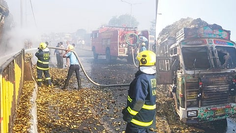 नागपूर : मसाला भरलेल्या ट्रकला आग, ३८ लाखांचे नुकसान