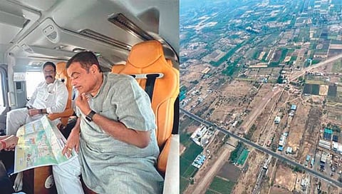 केंद्रीय मंत्री नितीन गडकरी यांनी केली संत ज्ञानेश्वर पालखी मार्गाची हवाई पाहणी