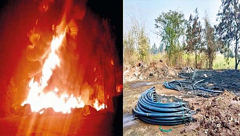 सातारा : वडगाव हवेली येथे दोन कोटींच्या पाईप जळून खाक