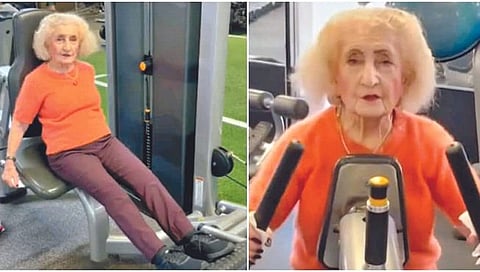 वयाच्या 103 व्या वर्षीही आजीबाईंचा जीममध्ये व्यायाम!