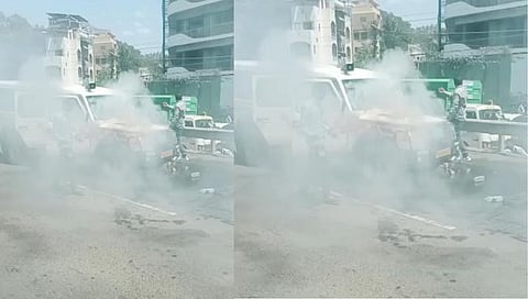 रुग्णवाहिकेने घेतला पेट,www.pudhari.news