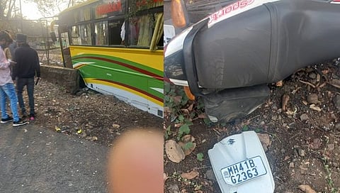 नाशिकमध्ये बसचे टायर फुटल्याने भीषण अपघात ; दुचाकीस्वाराचा मृत्यू