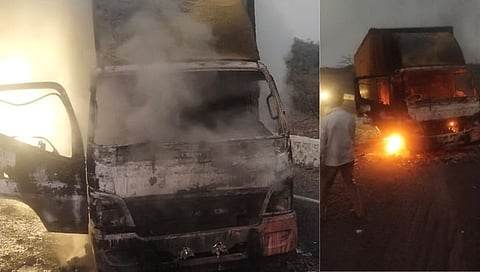 Nashik : मुंबई आग्रा महामार्गावरील नवीन कसारा घाटात बर्निंग ट्रकचा थरार